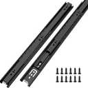 LONTAN 18 Inch Full Extension Ball Bearing Drawer Slides 1 Pair Side Mount Cabinet Rails Tool Box Trash Can Glides Black Heavy Duty Kitchen Drawer Runners 100LB Capacity