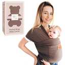 Baby Wrap Carrier - Premium Cotton Baby Carrier Wrap for Newborn to Toddler- Infant Carrier for Babies 8-35 lb - Baby Holder One Size Fits All with Front Pocket by Max&so (Earth Gray)