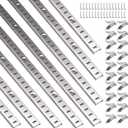 8 Pcs 36 Inch Shelf Pilaster with 40 Clips and 72 Screws, Adjustable Shelf Brackets Standard Mortise Mount Metal Shelves, Steel Wall Mounted Shelf Pilaster