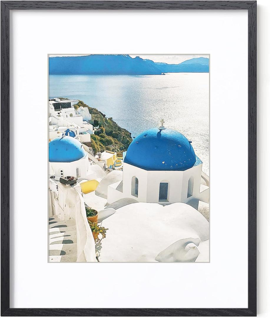 Axeman 16x20 Picture Frame with Mat for 11x14, Solid Oak Wood Poster Frame with Tempered Glass for Home Decor, Wooden 16x20inch Photo Frame for Art Photo and Prints, Wall Hook Included, Black