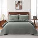 FDDX 100% Cotton Quilt Set Oversized King Size - Soft Lightweight Stripe Bedding Set, Classic Comforter Set for All Season with 2 Shams, Oversized Bedspread Coverlet, 120 x120 inches