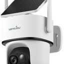 wansview Solar Camera Outdoor Wireless-2K 360PTZ Cameras for Home Security with Dual Lens, Solar Panel/Battery Powered, PIR Detection, Color Night Vision, 2.4Ghz Wi-Fi Only, Works with Alexa, B7 1P W
