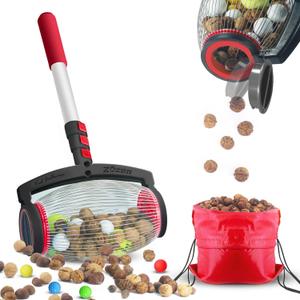 Zozen Nut Gatherer, Walnut Picker Upper Roller, Pinecone Picker Upper - Side Opening Dump/Apply to Walnut, Pecan, Hickory, Chestnuts, Buckeyes, Golf, Crab Apple Objects Size 1'' to 2.5''; 1.5 Gallon
