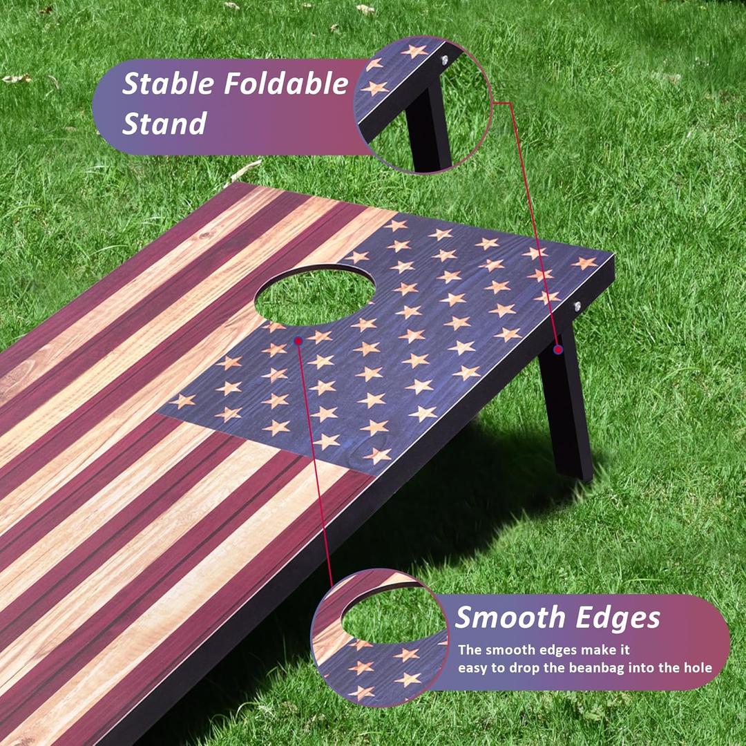 Cornhole Set 4x2 and 3X2 Regulation Size Corn Holes Sets with Carrying Bags & 8 Bean Bags Cornhole Boards Bean Toss Games for Adults Family Outdoor Beach Lawn Outside Backyard Games100+ bought in past month