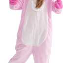 Halloween Christmas Unisex Kids Flannel Cosplay Onesie Costume Outfit Suit for Girls and Boys (US, Age, 8 Years, Pink Stitch)