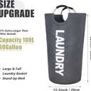 Twira 100L Large Laundry Basket, Laundry Hamper Stands Up Well, Laundry Bag with Padded Handles, Waterproof Clothes Bin Collapsible, Clothes Hamper for Bathroom, Laundry, College (Dark Grey)