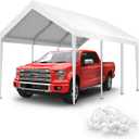 10x20FT Carport Canopy Replacement Cover Heavy Duty Waterproof & UV Protected, All Weather Car Shade Canopy with Ball Bungees (White, 10'x20', Frame is not Included)