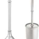 mDesign Plastic Modern Compact Toilet Plunger and Toilet Bowl Brush for Bathroom Storage Organization - Sturdy, Heavy Duty, Deep Cleaning Accessories - Hyde Collection - Set of 2 - Silver