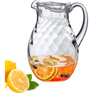 Amazing Abby - Bubbly Whirly - Plastic Pitcher (64 oz, 2 Quart), Clear Water Pitcher with Lid, Fridge Jug, BPA-Free, Shatter-Proof, Great for Iced Tea, Sangria, Lemonade, Juice, Milk, and More