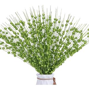 12 PCS Artificial Glitter Berry, Green Christmas Glitter Picks Artificial Berries Stems Ornaments Fake Xmas Stem Decorative Sticks for Vases Tall DIY Wreath Home Decor (15.8) 12 PCS Artificial Glitter Berry, Green Christmas Glitter Picks Artificial Berries Stems Ornaments Fake Xmas Stem Decorative Sticks for Vases Tall DIY Wreath Home Decor (15.8)