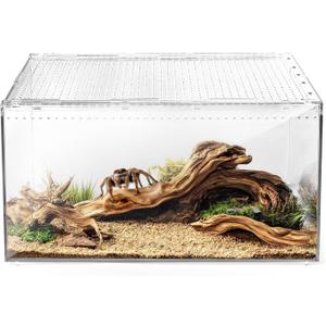 AZV Reptile Terrarium Tank,Versatile Enclosure for Leopard Crested Gecko,Lizard Cage,Spider Starter Kit,Hermit Crab Habitat,Tarantula Cribs,Perfect Aquarium for Snake,Frogs,Snails,Insects,Small Pets (Large(11.81*7.87*5.90inch))