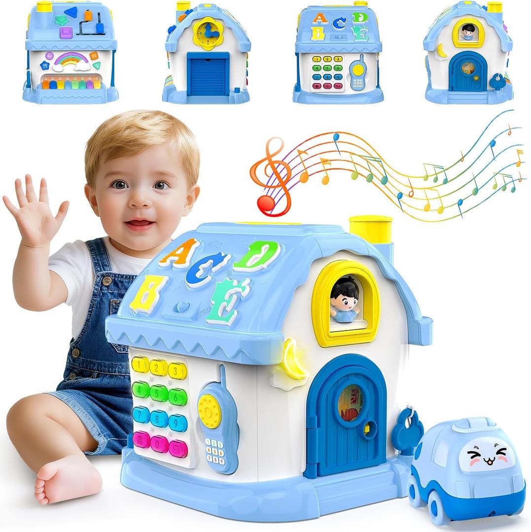 Montessori Toys for 1 Year Old Boy Gifts, 12-in-1 Musical House Educational Baby Toddler Boy Toy Age 1-2, First Birthday Easter Gift for Boy Girl 6-12 12-18 6-24 Months, Blue