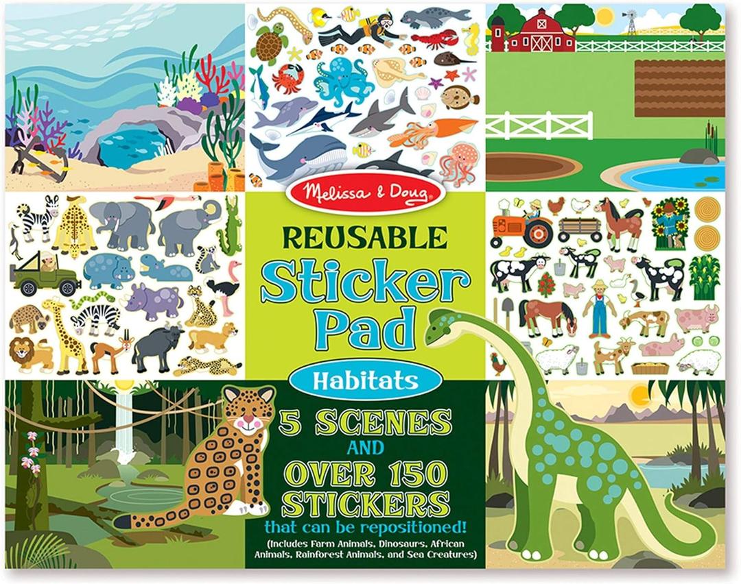 Melissa & Doug Reusable Sticker Pads Set - Habitats, Vehicles, and Adventures