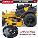 2 x 607525 Idler Pulley Replaces Hustler 607525 Pulley, Hustler 786848 Pulley for Hustler 36", 48", 54" TrimStar, 48", 54", 60" FasTrak, 48", 54", 60" FasTrak SDX, 48", 54" RD FasTrak Lawn Decks