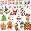 Supervitae 24 Sets Christmas Craft Kits DIY Christmas Tree Ornament Decorations Art Sets Santa Snowman Gingerbread Crafts Stickers for Holiday Xmas Home Classroom Activities Party Favors(Reindeer)
