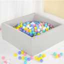 Square Foam Ball Pit for Toddler,35"x35"x12" Soft Ball Pit Pool with Removable Cover, Indoor Memory Sponge Ball Playpen Without Balls - Light Grey
