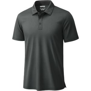 TACVASEN Mens Polo Shirts Short Sleeve Dry Fit Moisture Wicking Performance Collared Golf Shirt for Men Casual Athletic (Gray, M)