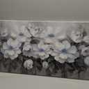 Living Room Wall Art,White and Blue-gray Flower Landscape for Living Room, Bedroom,Office, Canvas Wall Decor, 20x40 inches, B-7