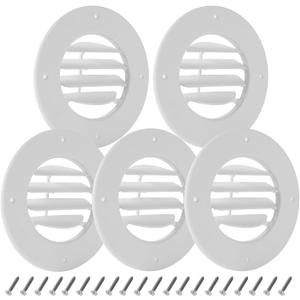 Calvana (5-Pack) 6.5" RV Ceiling Vent Covers for Inside Camper, RV AC Vent Cover Replacement, Fits 4-5/8" Ducts, Rotatable Slats for Directional Airflow, White