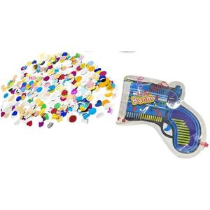 Confetti Party Poppers Gun Party Supplies (1 Gun 4 Shots) Plus Sticker Reusable Multicolor Metallic Confetti Poppers Gun Confetti Gun Party Favors Kids & Adults Birthday Parties Crazy Hour Fun 955-1s