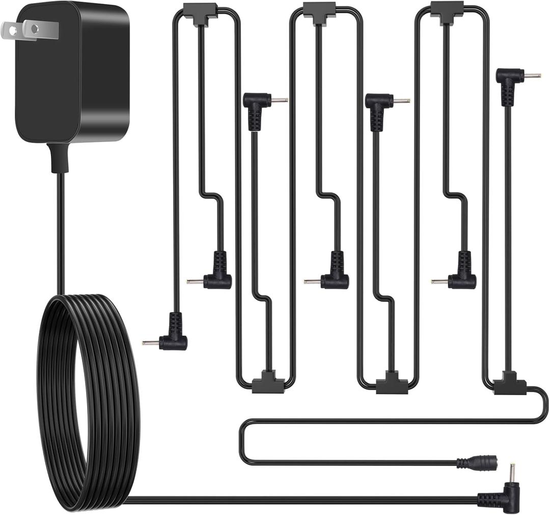 Power Cord for Hallmark Keepsake Christmas Decoration Compatible with Hallmark Keepsake Power Cord, DC 5V and 7-Plug Adapter Set for 2.5 mm Diameter Power Interface