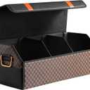 Fyzeoty Car Organizers and Storage - Trunk Organizer for Suv Car,Car Trunk Leather Storage Box,Extra Large,Magnetic Lid,Collapsible and Adjustable