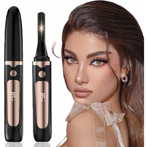 Heated Eyelash Curler - Heated Lash Curler Electric Eyelash Curler 4 Temp Settings for Makeup Tools for Achieving A Natural Curl and Long Lasting Eyelashes, Gift for Women, Black A1