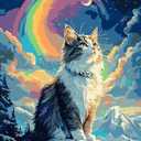 QUITEDEW Cat Paint by Numbers Kit for Adults Beginner,Paint by Numbers Animals,DlY Rainbow Oil Painting by Number for Home Decor Gift 16x20 Inch (A2)