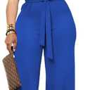 Ulovmi Womens Jumpsuits Dressy Formal Elegant Wide Leg Romper Jumpsuit Wedding Guest Party Cocktail One Piece Outfits (Blue, L)