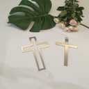 16pcs of Acrylic Cross Cake Topper, Cross Cake Charm for Baptism, Christening, Holy Communion Cake (6'', Silver Mirror)