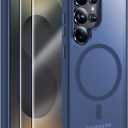 MOZOTER for Samsung Galaxy S25 Ultra Case with Magnetic,[Compatible with MagSafe][12Ft Military Dropproof][2*Screen Protector] Translucent Anti-Slip Back Slim Shockproof Case for S25 Ultra-Blue