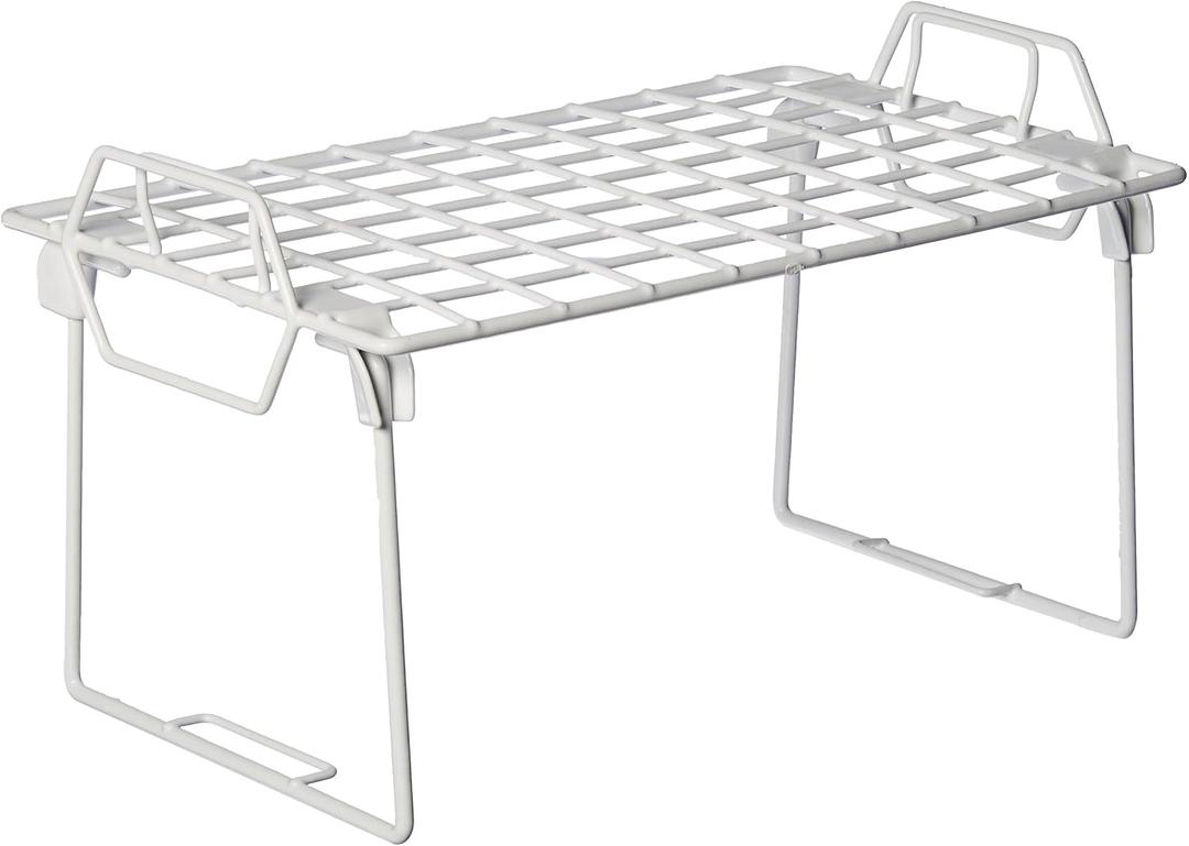 Whitmor Wire Grid Stacking Shelf Small, White (1-TIER, 7"L x 12"W x 7"H)