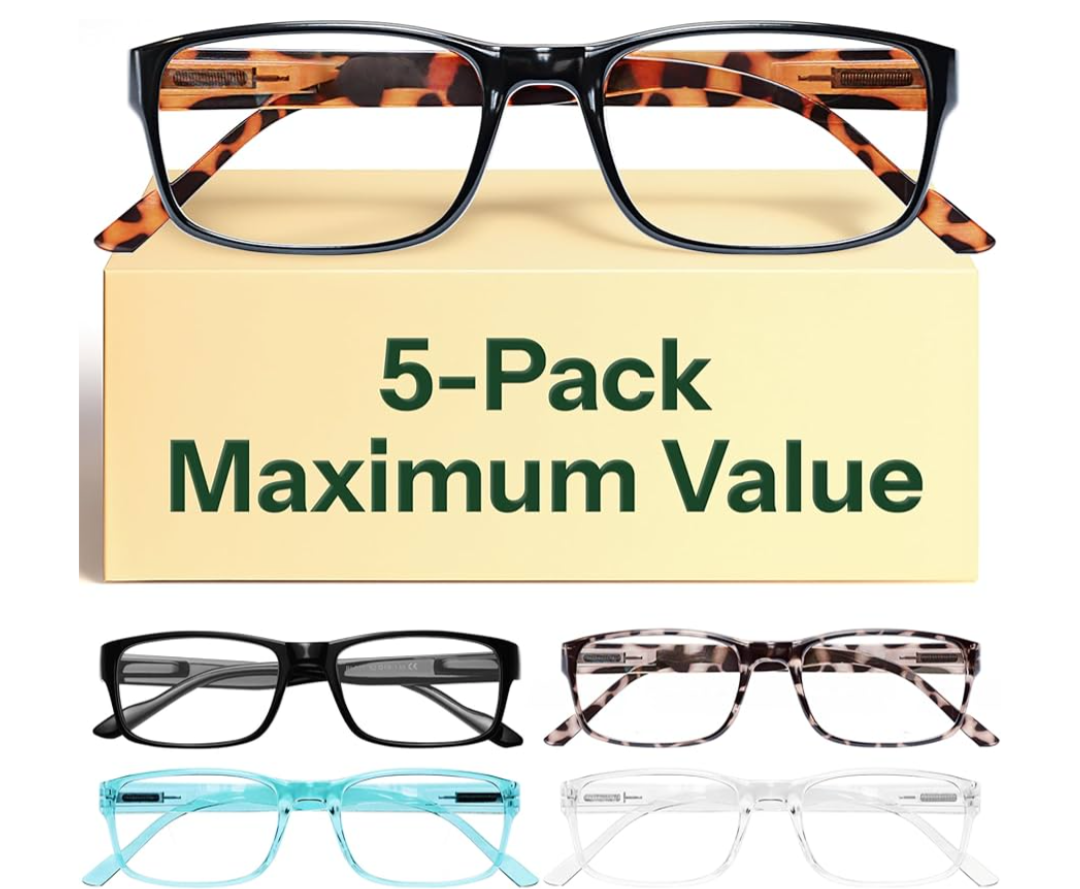Gaoye Professional Reading Glasses for All Day - Computer Readers with Blue Light Protection - Value Pack, 5.5x