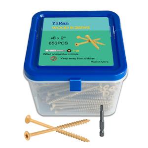 YIRAN Deck Screws 2 Inch, Wood Screws #8 x 2, 650 PCS, Tan Coated, TorxDrive Head, T25 Star Bit Included