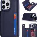 iCoverCase Compatible with iPhone 14 Pro Max Phone Case with Card Holder, Wallet Case for Women Men RFID Blocking PU Leather Protective Case 6.7 Inch (Dark Blue)