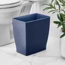 iDesign Small Plastic Bathroom Trash Can, Slim Rectangle Garbage Bin for Bedroom, Office, Dorm, 2-Pack, Navy Blue
