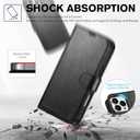 TUCCH Case Wallet for iPhone 16 Pro Max, Kickstand [RFID Blocking] 4 Card Slot PU Leather TPU Inner Shell, Magnetic Protective Flip Phone Cover Compatible with iPhone 16 Pro Max 2024, Textured Black