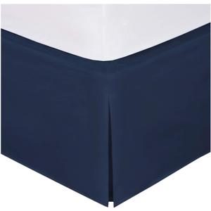 Linen Plus King Size Luxury Tailored Bed Skirt 14" Drop Pleated Styling Dust Ruffled Solid Navy Blue New