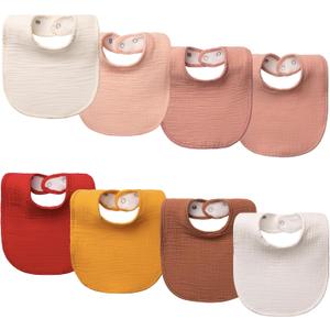 8-Pack Baby Drool Bibs, 100% Cotton, Ultra Soft & Absorbent for Newborns, Adjustable Snaps, Shower Gift (Pink)