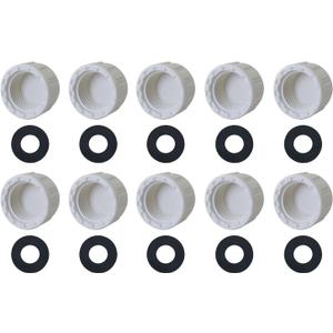 10PCS 1/2 Inch White Female Adapters with Black Washers Tube End Plug Fitting for Pipeline Maintenance