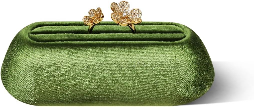 Velvet Jewelry Display Stand, 3-Size Ring Holder & Bangle Organizer (Olive Green, M)