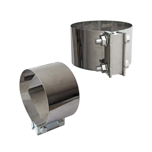 2PCS Exhaust Clamps 5 Inch Butt Joint Exhaust Pipe Muffler Clamp Band Stainless Steel Car Pipes System Connection for Cars