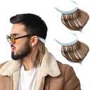 Suncalla 2 Pcs Mullet Wig Eyewear Retainer Funny Wig for Men Women 80s Costumes Fancy Party Accessory Cosplay(Light Brown)