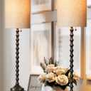Buffet Lamps, Table Lamps Set of 2-30" H Tall with Sturdy Metal Bases & Textured Linen Shades - UL Certified, Ideal for Creating a Cozy Vibe in Living Rooms, Dining Rooms & Entryways (Black)