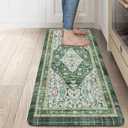 Collive Anti Fatigue Mats for Kitchen Floor, Comfort Non Slip Kitchen Floor Mats Cushioned Standing Desk Mat for Office, Laundry, Sink, 17x47 Green Waterproof Kitchen Rugs