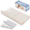 Jool Baby Serenity Soft Changing Pad + Washable Cover, Non-Slip - Fits Standard Changing Tables & Dressers (Wave Pattern, Oatmilk)