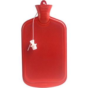 Peterpan Oversized Rubber Hot Water Bottle with Fleece Cover and Silicone Lanyard, XXX-Large, BPA & PVC Free, 3-Liter Capacity, for Pain Relief and Warmth, Red