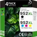 952XL Ink Cartridges Combo Pack Compatible for HP 952XL HP952 HP952XL Replacement for Officejet Pro 8710 7740 8720 8702 8210 7720 8700 8740 8216 8725 8200 Printers (Black Cyan Magenta Yellow 4-Pack)