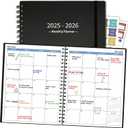Academic Planner 2025-2026 (7.4'' x 9.6''), 18 Months Calendar from Jan 2025-Jun 2026, Monthly Tabs & Pocket, Perfect for School & Work, 120GSM Thick Paper, Black