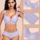 Womens Seamless Deep V Bras No Underwire Comfort Push Up Mesh Bras Lace Wireless Bralette Everyday BraPink,M (Pink, M)